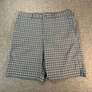 Nike Golf Shorts Men's 42 Gray Blue Plaid‎ Stretch Lightweight Activewear